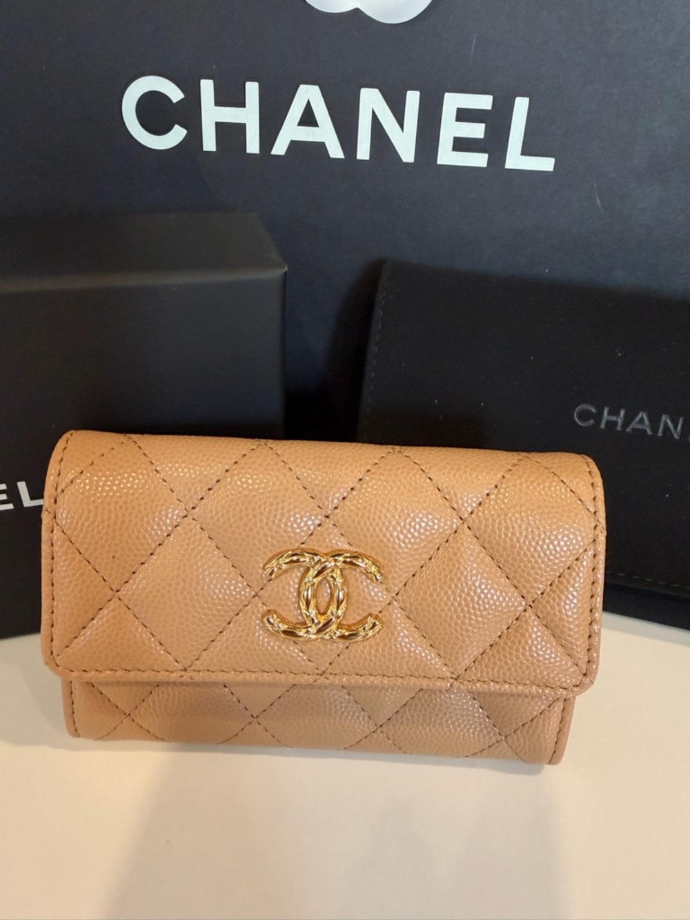 CHANEL Quilted Caviar Leather Wallet in Tan  CC 2026 ⭐️latest collection ❤️‍🔥 - Picture 13 of 14